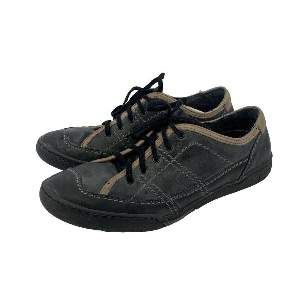 V Italia Black Leather Lace Up Sneaker Casual Shoe‎ Comfort Womens 41 US 10-10.5